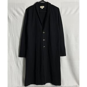 D.I.A Dia Womens Sz S Black Coat Trench Long Sleeve 100% Extra Fine Merino Wool